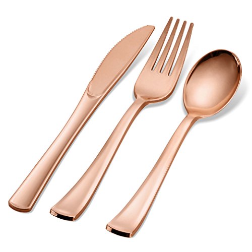 LIANYU 48-Piece Rose Gold Silverware Set with Steak Knives and Organizer  Tray, Stainless Steel Cutlery Flatware Set for 8, Tableware Eating Utensils