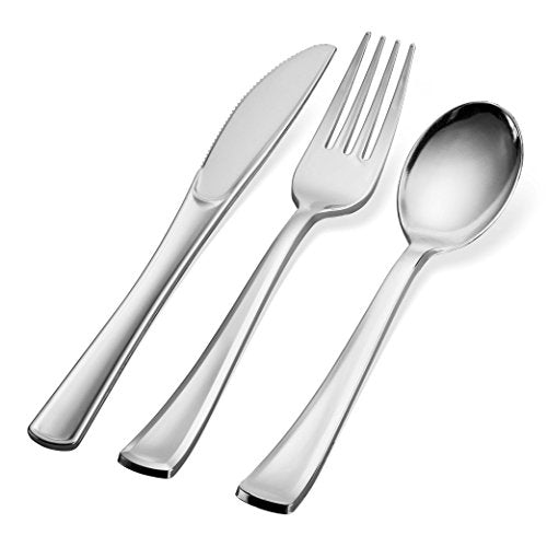 300 Plastic Silverware Set, Clear Plastic Cutlery Set, Disposable Silverware  Set - 100 Plastic Forks, 100 Plastic Spoons, 100 Plastic Knives