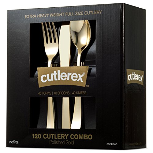 120 Gold Plastic Silverware Set – Gold Plastic Cutlery Set