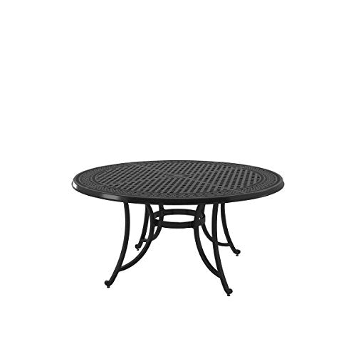 Ashley Furniture Signature Design - Burnella Outdoor Large Round Dining Table with Umbrella Option - Lattice Top - Seats 6 - Brown