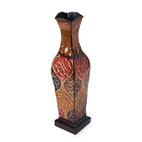Elements Embossed Metal Floral Decorative Vase, 17-Inch