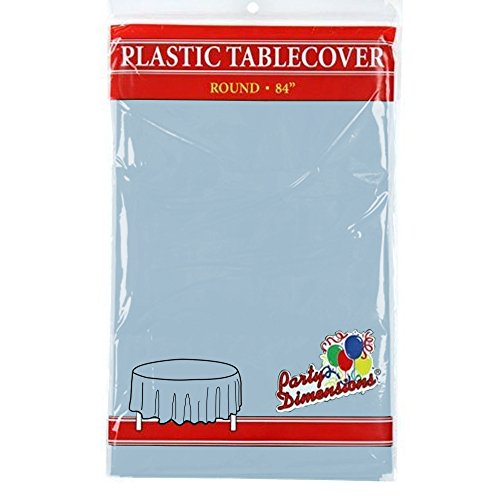 Light Blue Round Plastic Tablecloth - 4 Pack - Premium Quality Disposable Party Table Covers for Parties and Events - 84” - By Party Dimensions