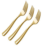 CUTLEREX 130 GOLD PLASTIC FORKS - Plastic Silverware Set – Plastic Cutlery - Disposable Flatware - GOLD - Plastic Forks Bulk – Plastic Utensils Full Size, Extra Heavy Duty, Solid and Durable