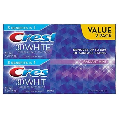 Crest 3D White Radiant Mint Whitening Toothpaste Twin Pack, 7 Ounce