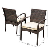 Sebastian | 7 Piece Wicker and Wood Outdoor Dining Set | Perfect For Patio | in Multibrown