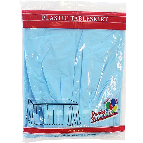 Party Dimensions Single Count Plastic Table Skirt, 29 by 14-Feet, Light Blue