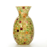 Hosley Mosaic Cream Glass Vase- 11.8" High. Ideal Gift for Weddings, Spa, Flower Arrangements P2