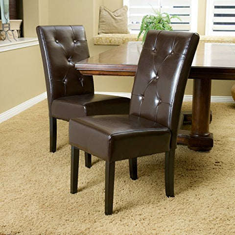 Alexander Chocolate Brown Leather Dining Chair (Set of 2)