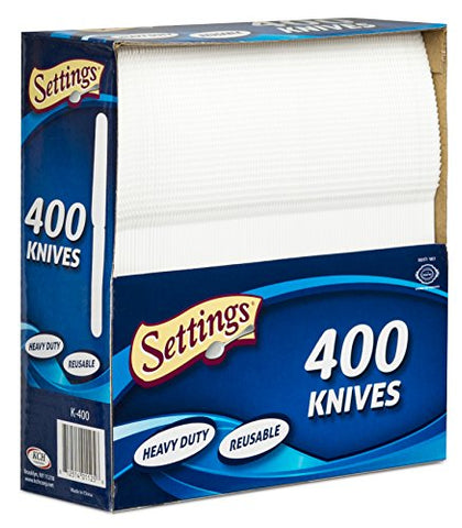 Settings Cutlery 400 Count Disposable Plastic White Knives