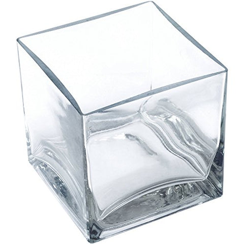 12 piece set Square Glass Vase 4"H x 4"W x 4"L Clear Cube Centerpiece Votive Candle-holder
