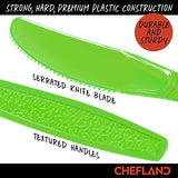 ChefLand 96-Piece Plastic Cutlery Combo Knives/Forks/Spoons, Assorted Neon Colors