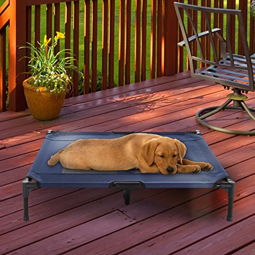 PETMAKER Elevated Pet Bed-Portable Raised Cot-Style Bed W/Non-Slip Feet, 36”x 29.75”x 7” for Dogs, Cats, and Small Pets-Indoor/Outdoor Use by (Blue)