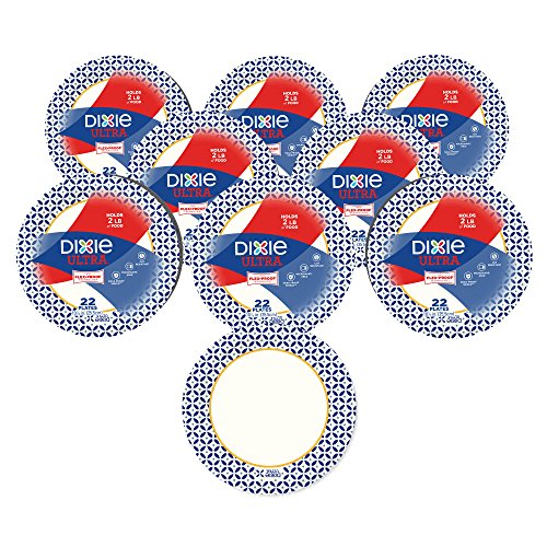 Dixie Ultra Heavy Duty Paper Plates, Dinner Size (10 1/16 Inch) Plates, 176 Count (8 Packs of 22 Plates); Designs May Vary